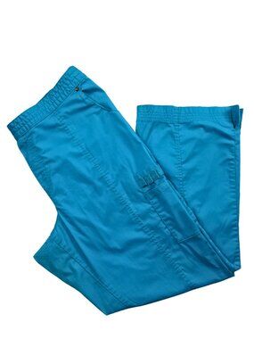 Beyond Scrubs XLG Teal Blue Cargo Scrub Pants Stretch Medical Uniform